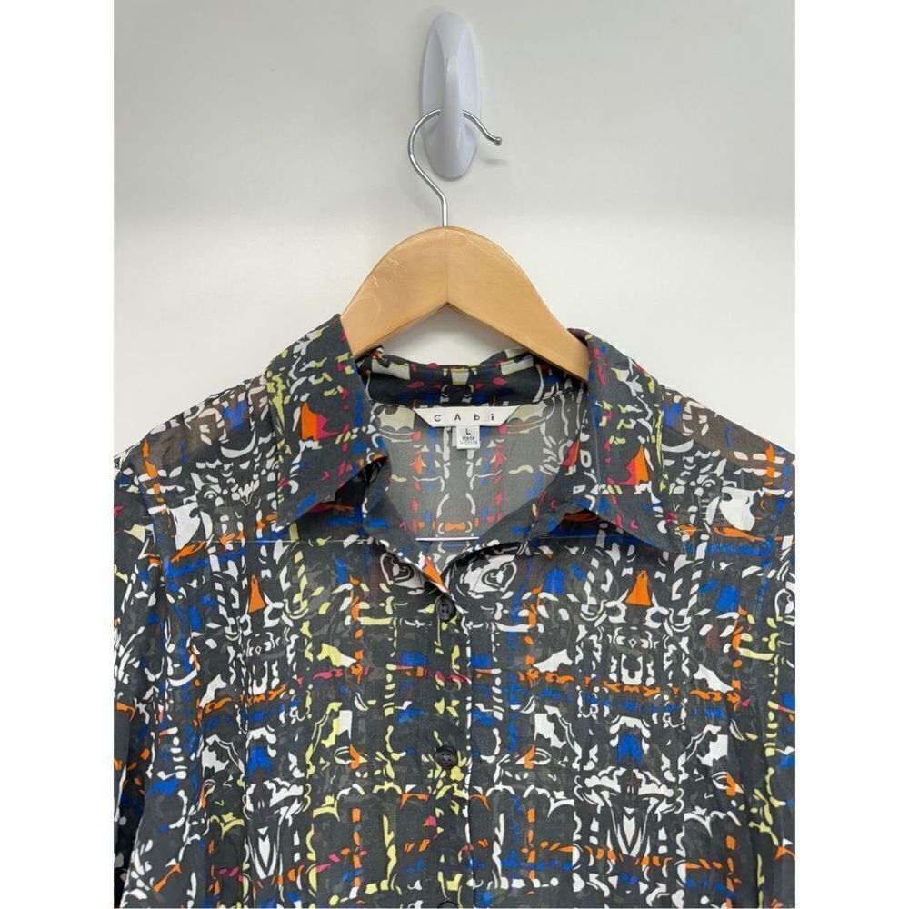 CAbi Festival Geometric‎ Blouse Button Down Long Sleeve Shirt Size Large - Picture 3 of 9